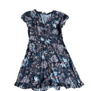 Loft Outlet Women’s‎ Floral Button Up Dress Blue Size 6P Mini Summer Nature